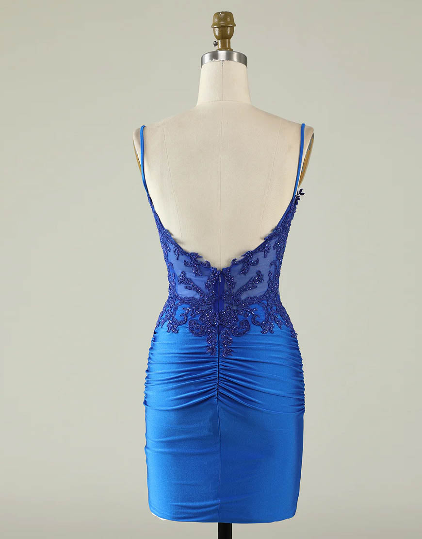 Spaghetti Straps Dark Green Short Tight Homecoming Party Dress