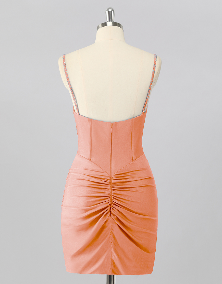 Sparkly Sky Blue V Neck Tight Short Corset Homecoming Dress with Beading