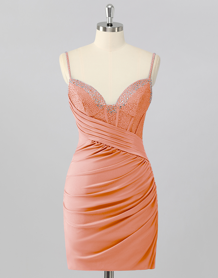 Sparkly Sky Blue V Neck Tight Short Corset Homecoming Dress with Beading