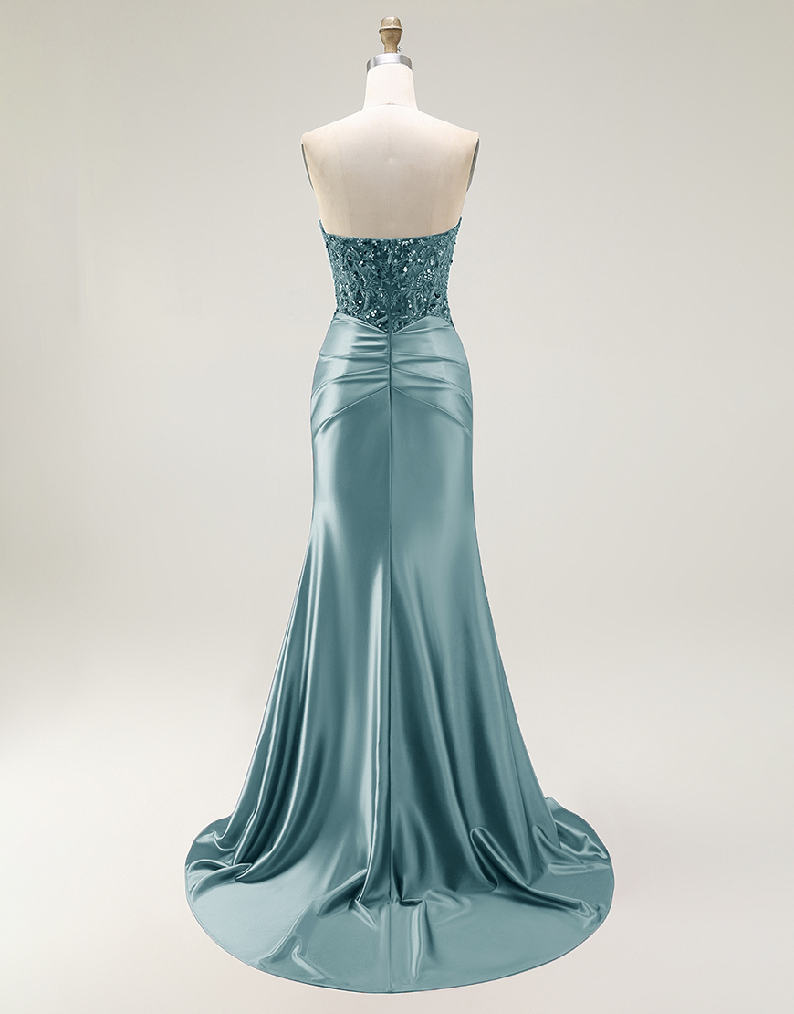 Sparkly Red Mermaid  Sweetheart Long Prom Dress with Sequins