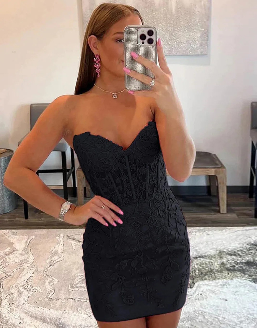 Green Sweetheart Corset Back Bodycon Lace Homecoming Dress