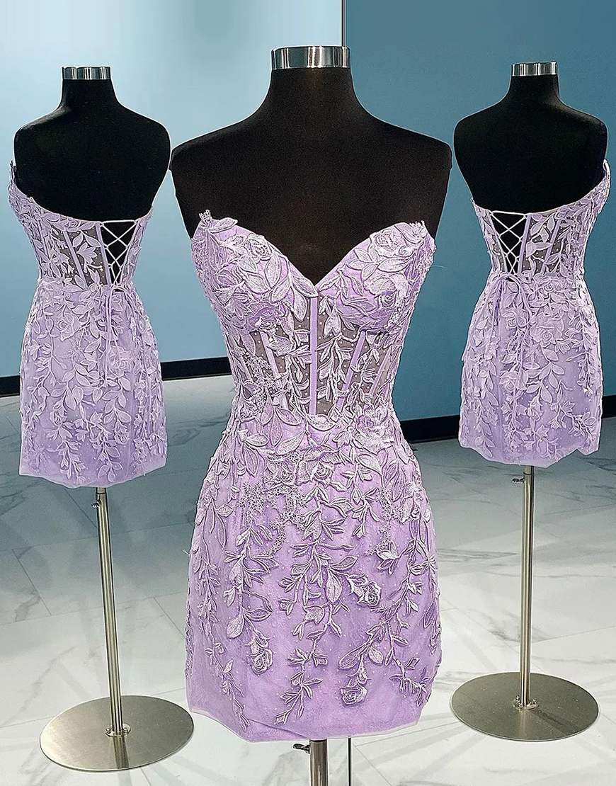 Green Sweetheart Corset Back Bodycon Lace Homecoming Dress