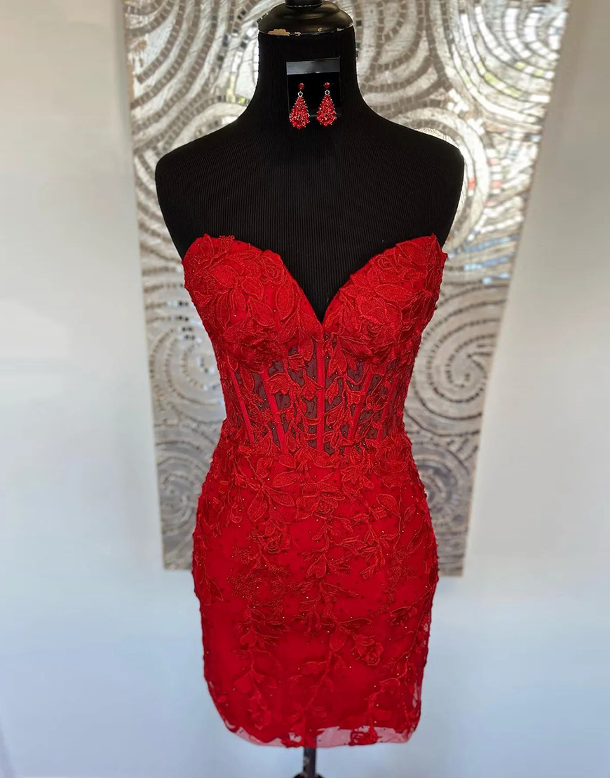 Light Green Strapless Corset Back Tight Homecoming Dress