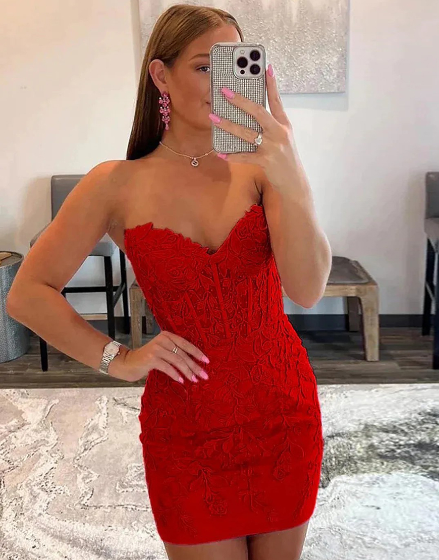 Light Green Strapless Corset Back Tight Homecoming Dress