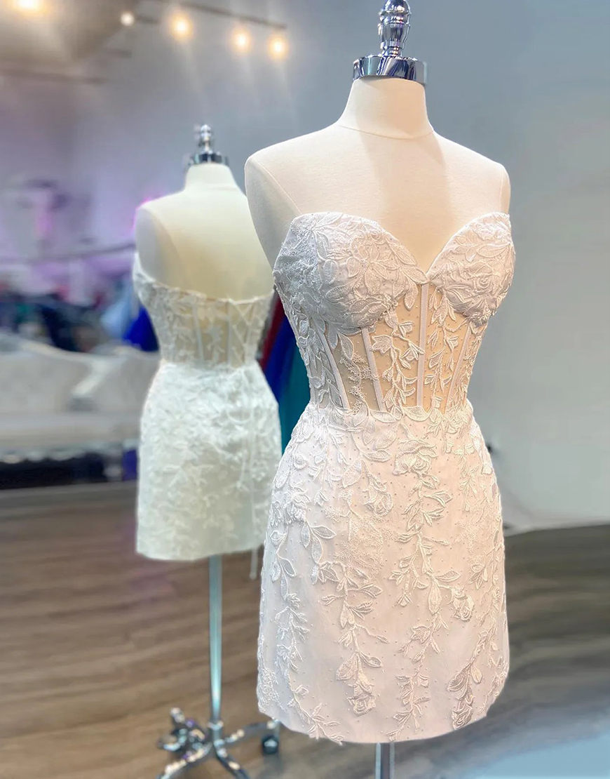 Green Sweetheart Corset Back Bodycon Lace Homecoming Dress