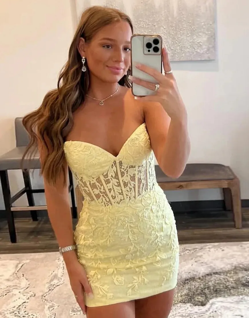 Sexy Elegant Sweetheart Lace Homecoming Dress Party Dress