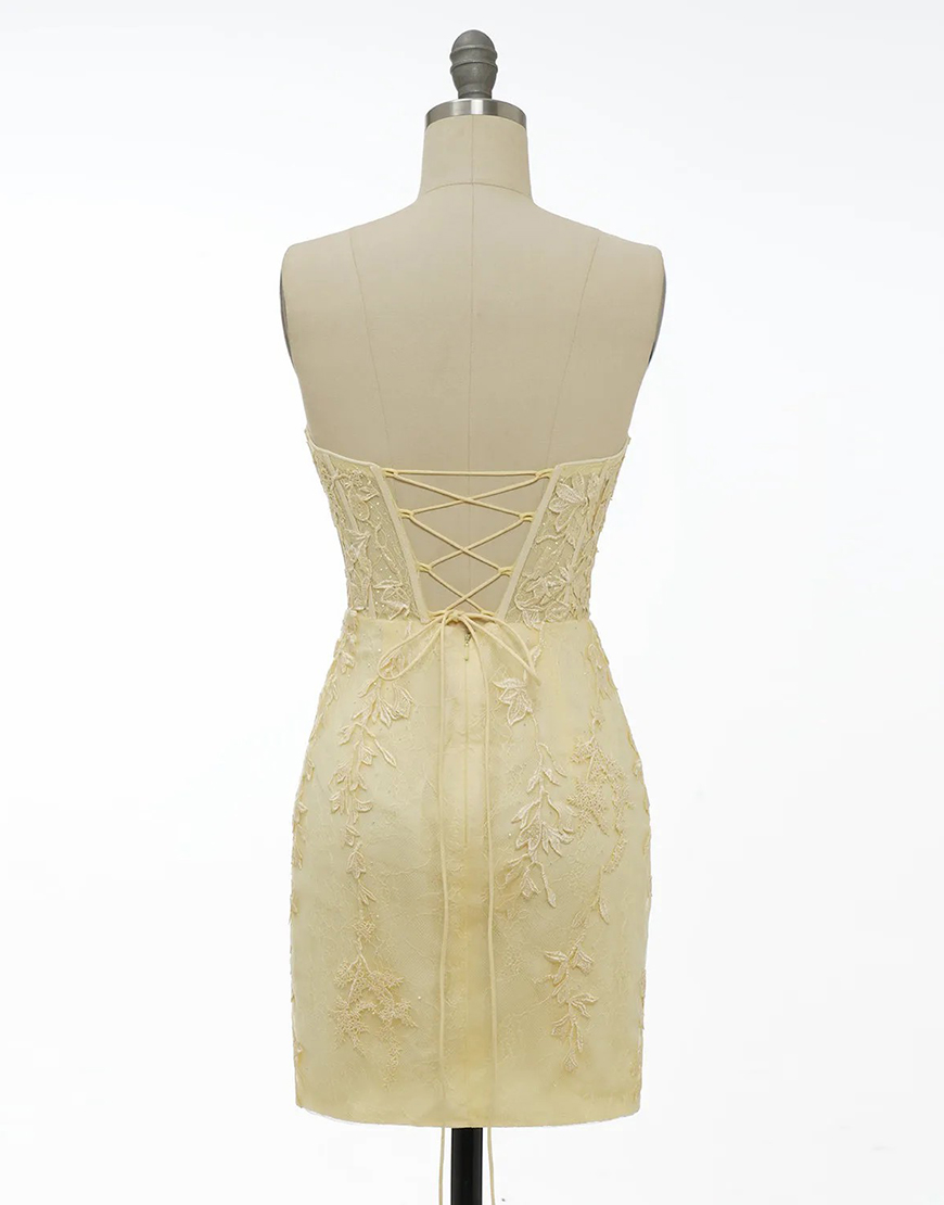 Light Green Strapless Corset Back Tight Homecoming Dress