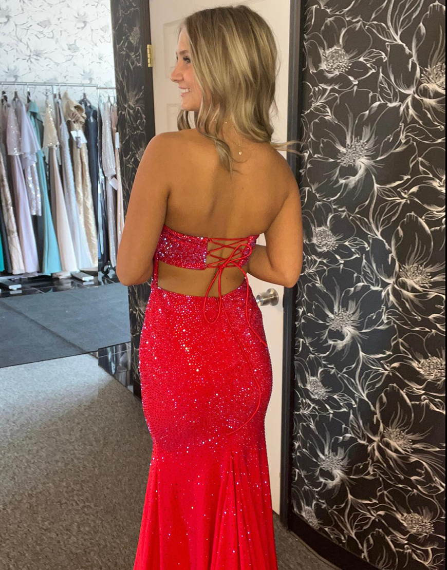 Sexy Tight Strapless Light Blue Long Prom Dress