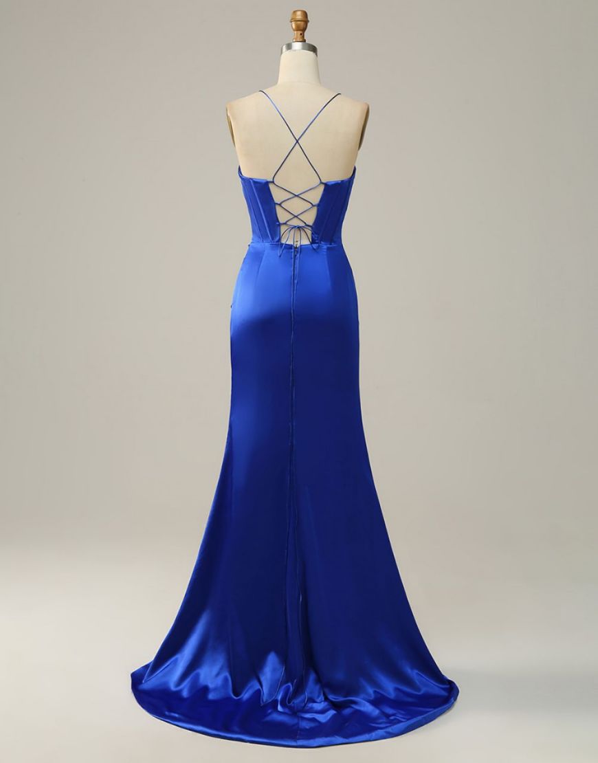 Sexy Mermaid Spaghetti Straps Prom Dress With Split