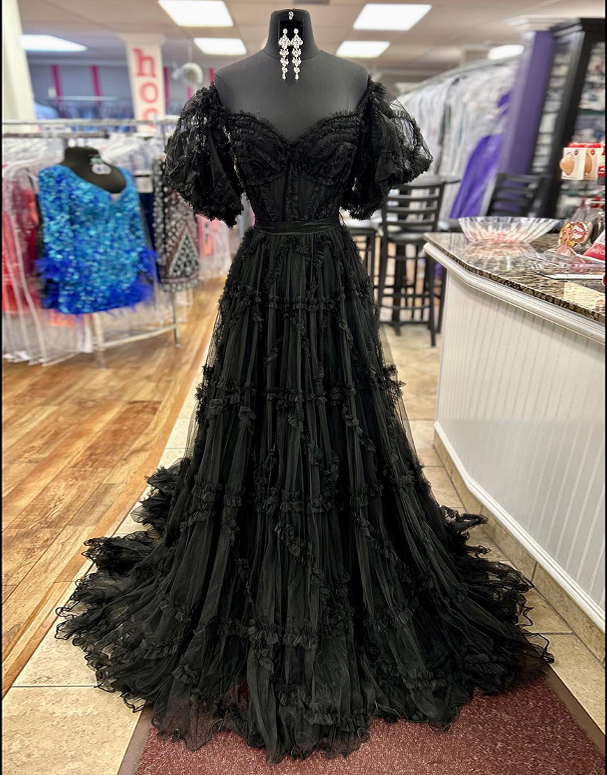 A-Line Off The Shoulder Long Tulle Prom Party Dress With Belt