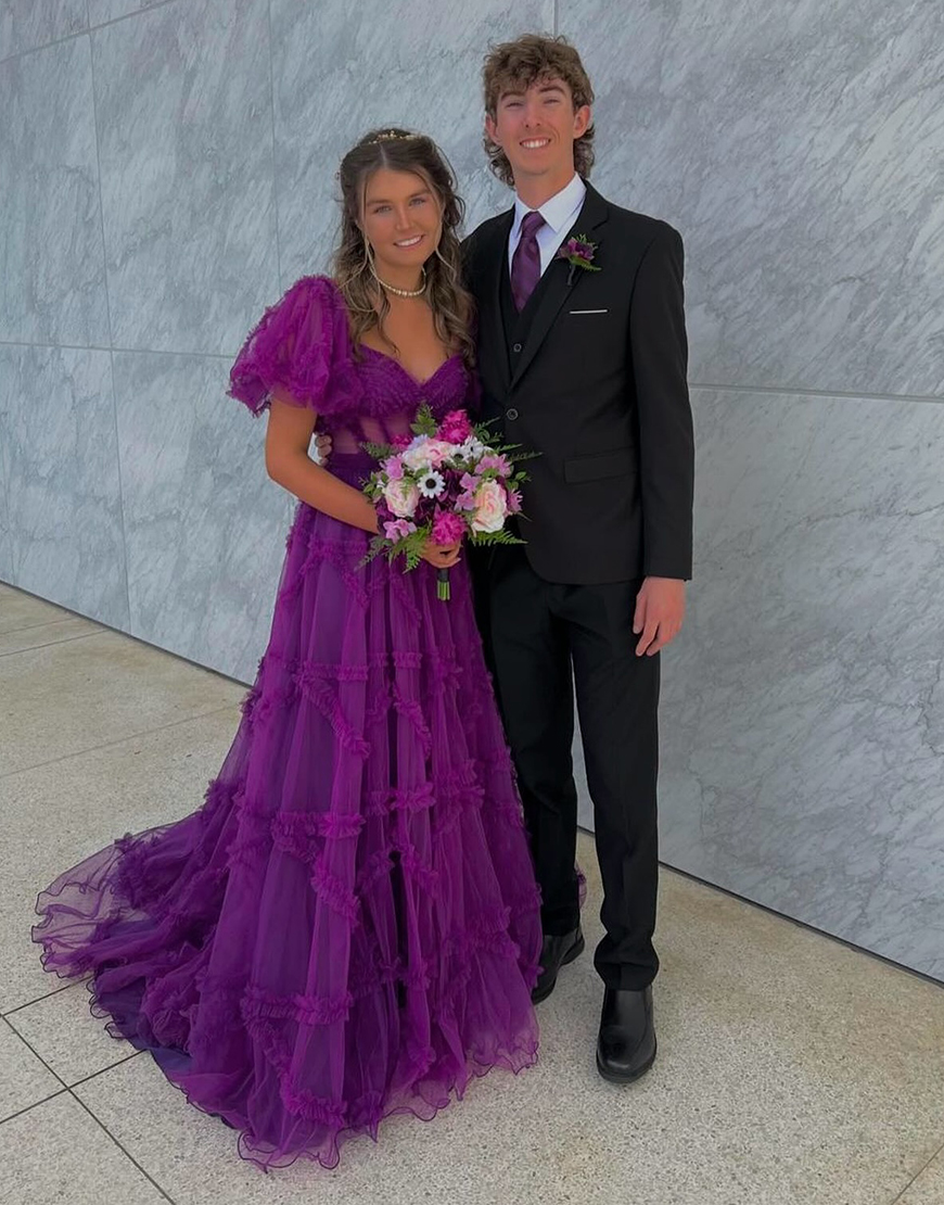 A-Line Off The Shoulder Long Tulle Prom Party Dress With Belt