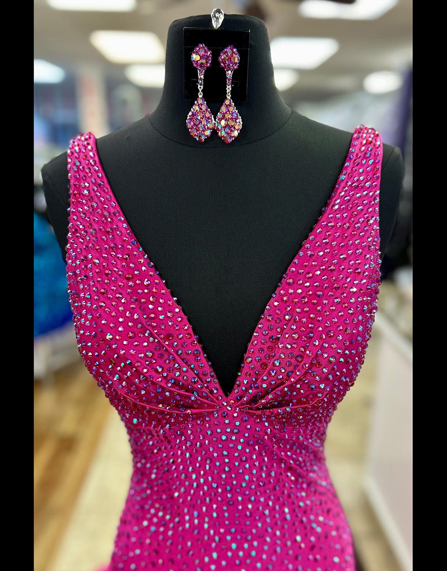 Gorgeous Mermaid Deep V-Neck Court Train Prom Party Dress