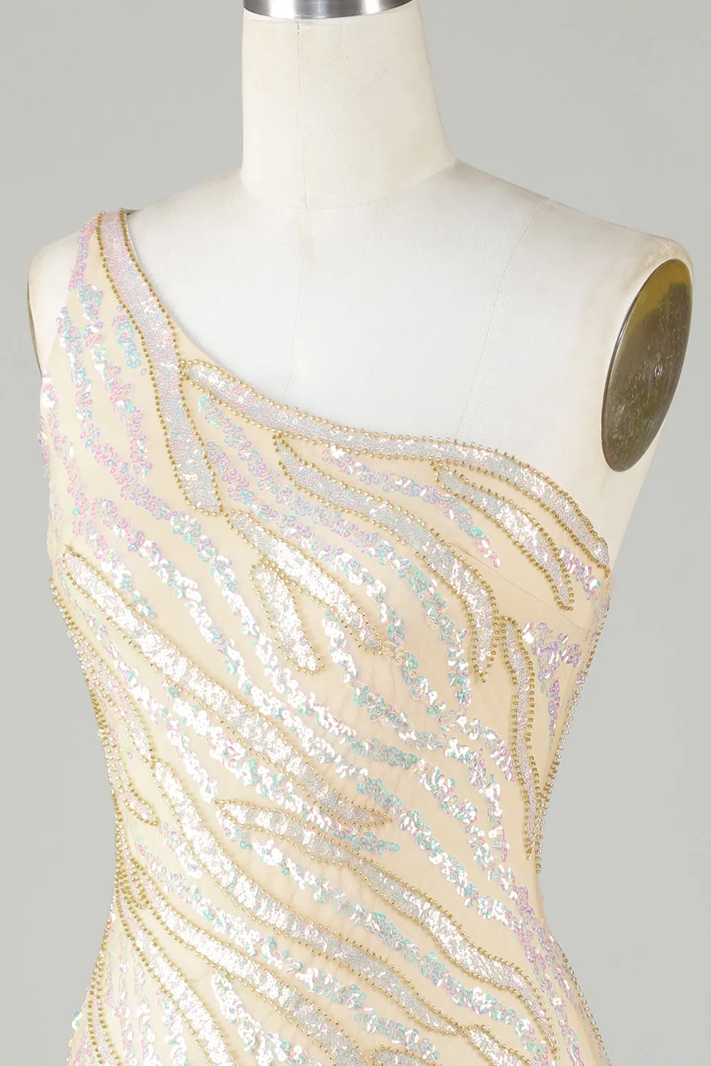 Sparkly Blue One Shoulder Tight Short Homecoming Dress With Fringe