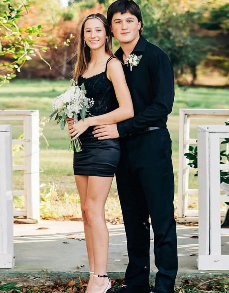 Bodycon Double Straps Keyhole Back Satin Homecoming Dress