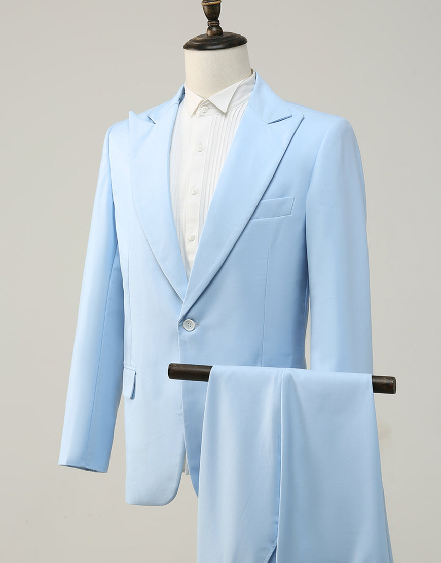 Light Blue Peak Lapel 2-Piece Men's Homecoming Suits