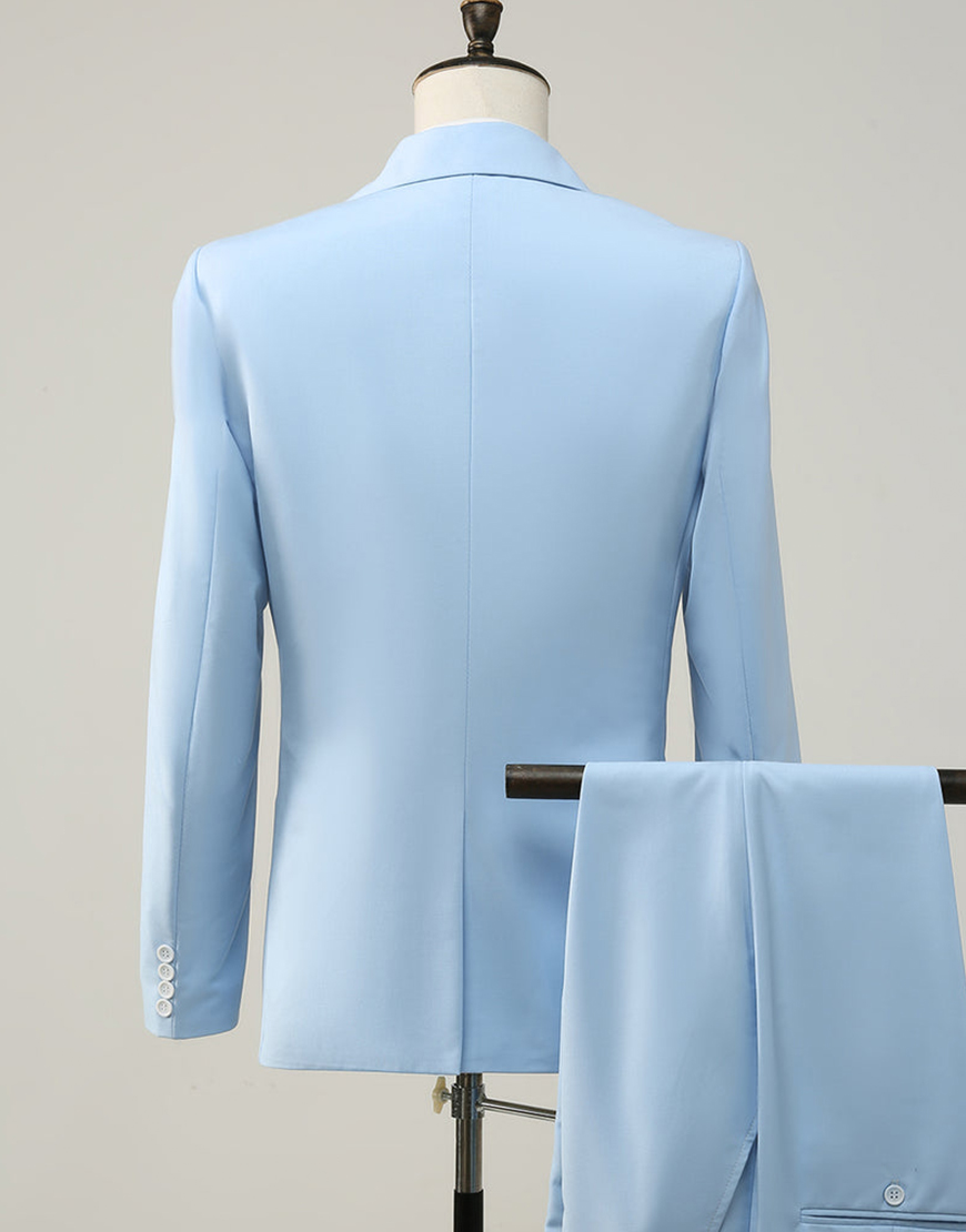Light Blue Peak Lapel 2-Piece Men's Homecoming Suits