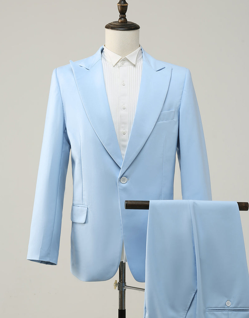 Light Blue Peak Lapel 2-Piece Men's Homecoming Suits