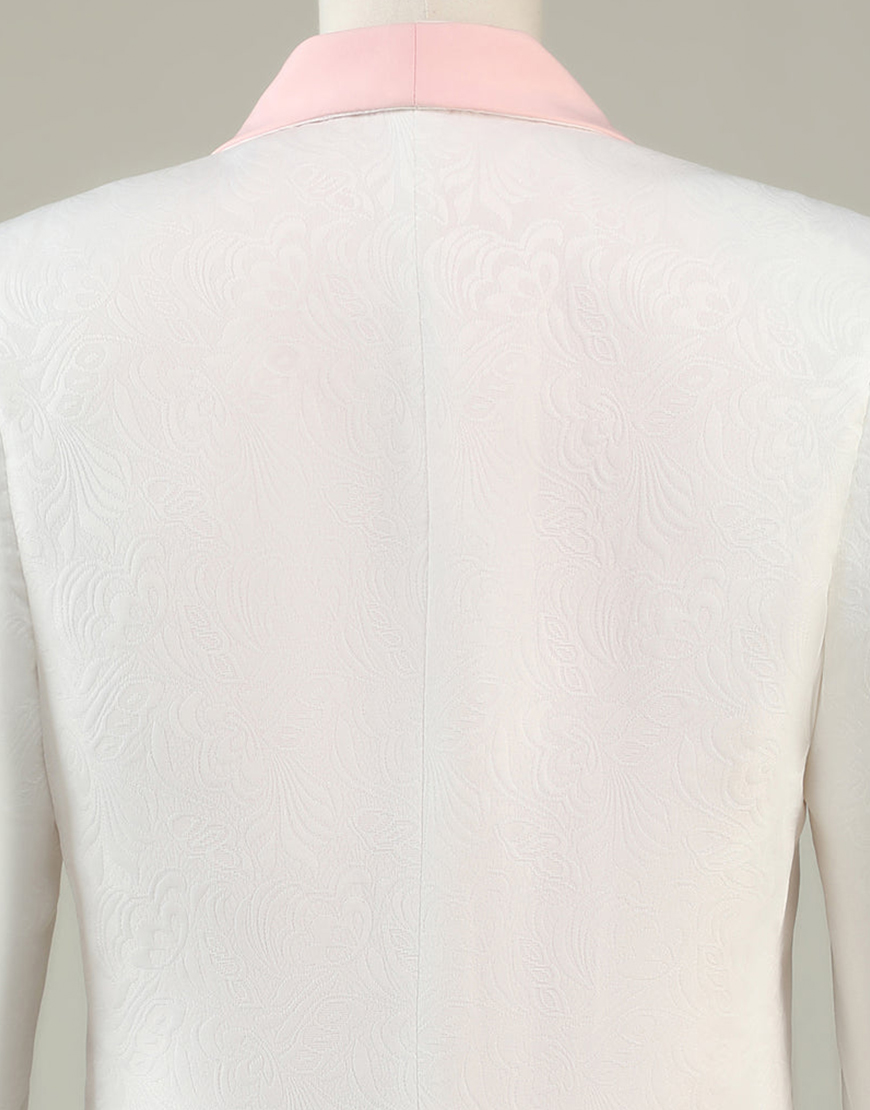 Light Pink Jacquard 3-Piece Shawl Lapel Men's Prom Suits