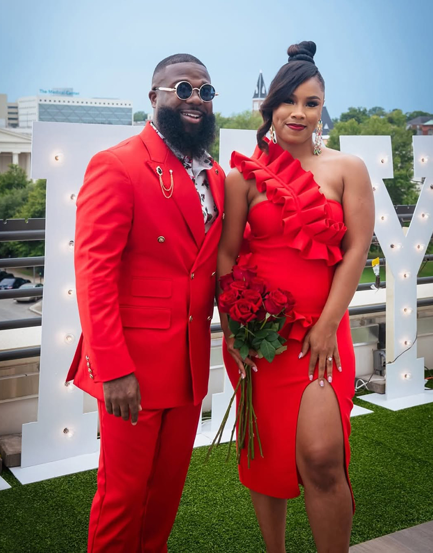 Red Peak Lapel 2 Piece Double Breasted Prom Homecoming Men's Suits