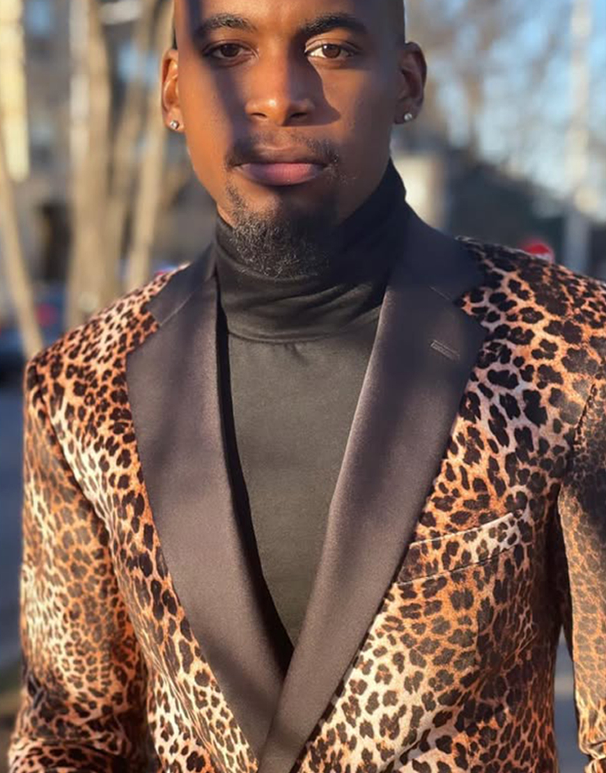 Leopard Print Notched Lapel 2 Piece Slim Fit Prom Homecoming Men's Suits