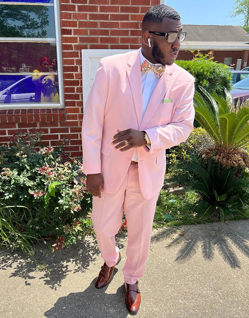 Pink Notched Lapel 2 Piece Slim Fit Prom Homecoming Men's Suits