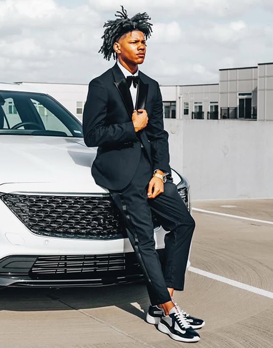 Black Slim Fit 2 Piece Peak Lapel Men's Prom Homecoming Suits