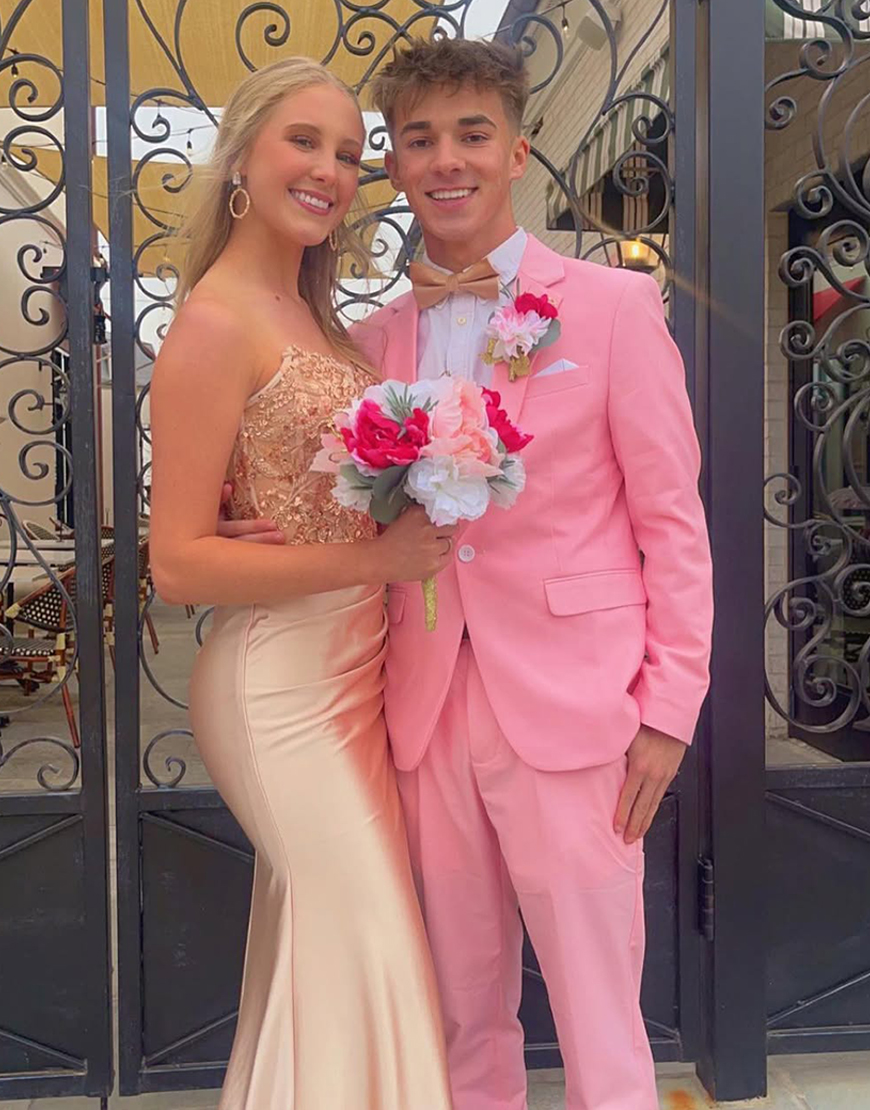 Pink Slim Fit 2 Piece Notched Lapel Prom Homecoming Men's Suits