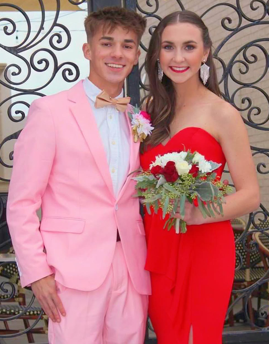 Pink Slim Fit 2 Piece Notched Lapel Prom Homecoming Men's Suits