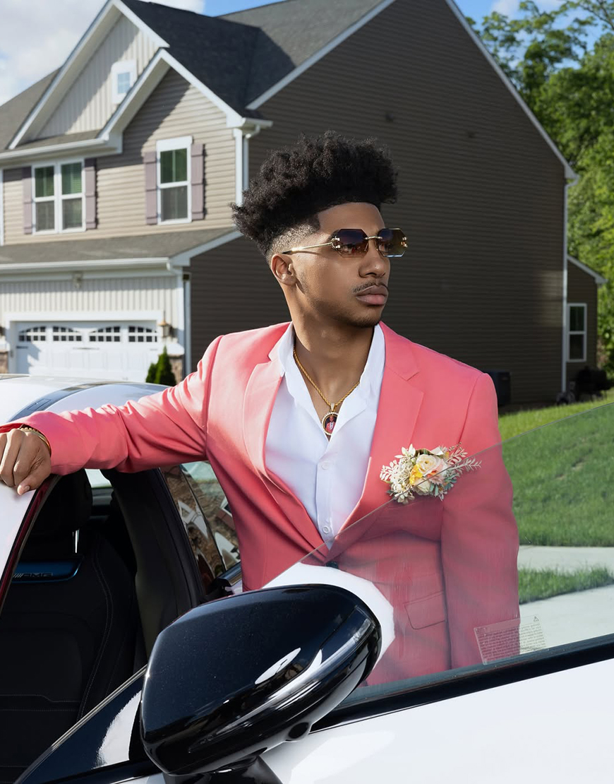 Pink Slim Fit Notched Lapel 2 Piece Prom Homecoming Men's Suits