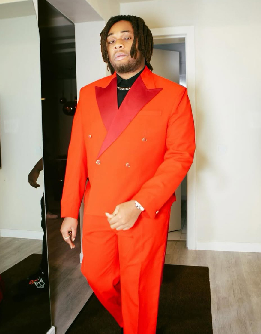 Orange Red Double Breasted 2 Piece Peak Lapel Men's Prom Homecoming Suits