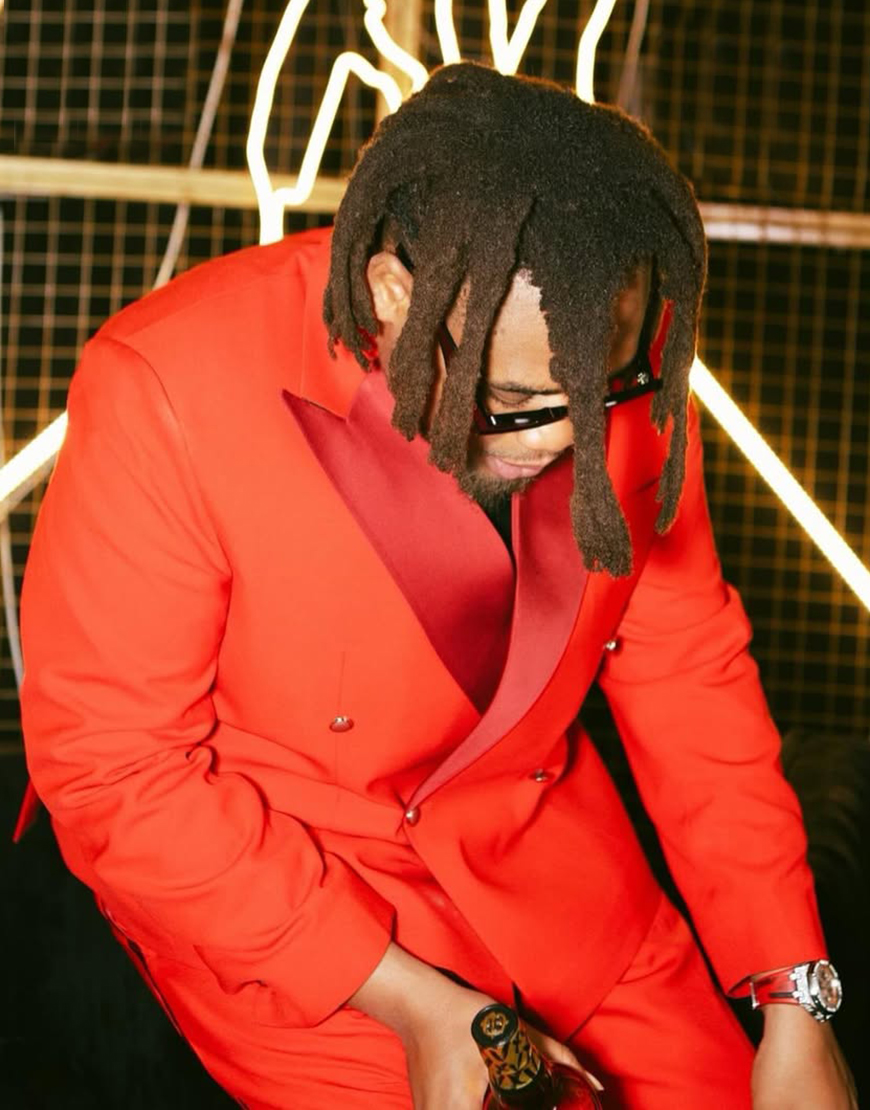 Orange Red Double Breasted 2 Piece Peak Lapel Men's Prom Homecoming Suits