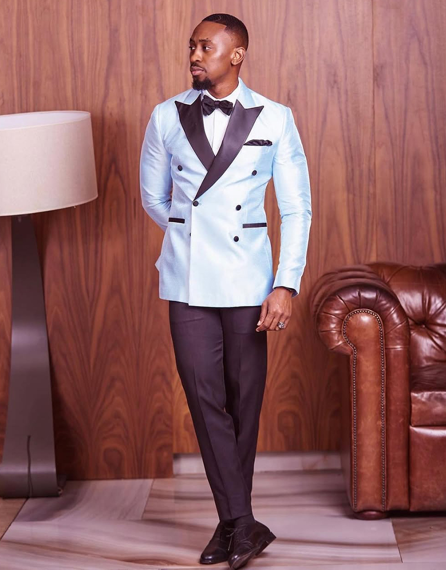 White Double Breasted 2 Piece Peak Lapel Men's Prom Homecoming Suits