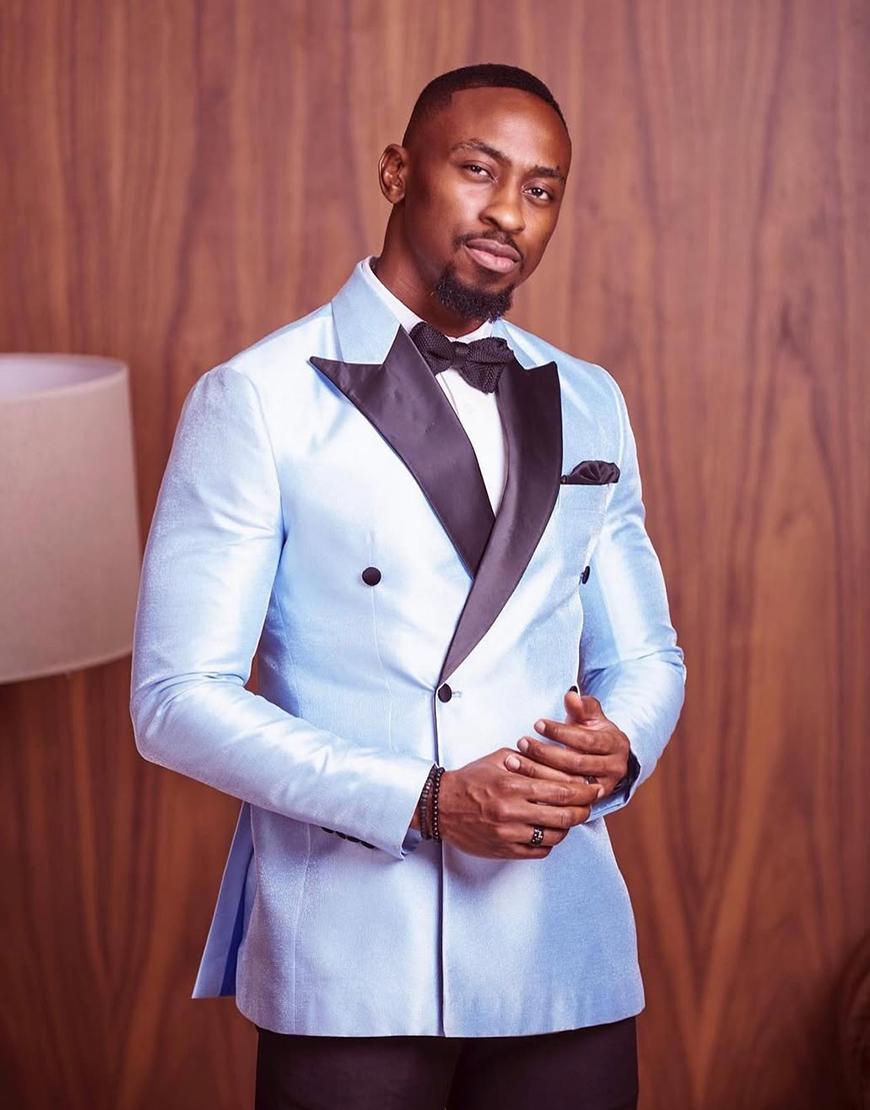 White Double Breasted 2 Piece Peak Lapel Men's Prom Homecoming Suits