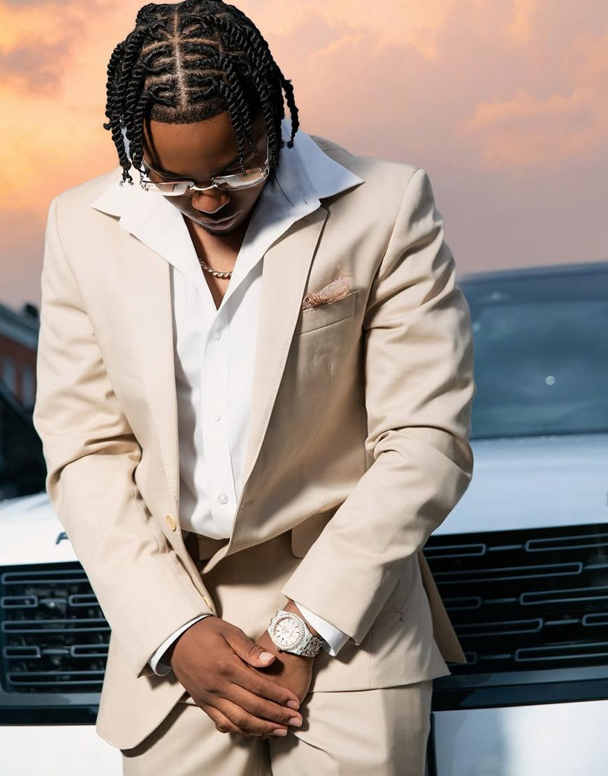 Light Khaki Slim Fit Notched Lapel 2 Piece Prom Homecoming Men's Suits