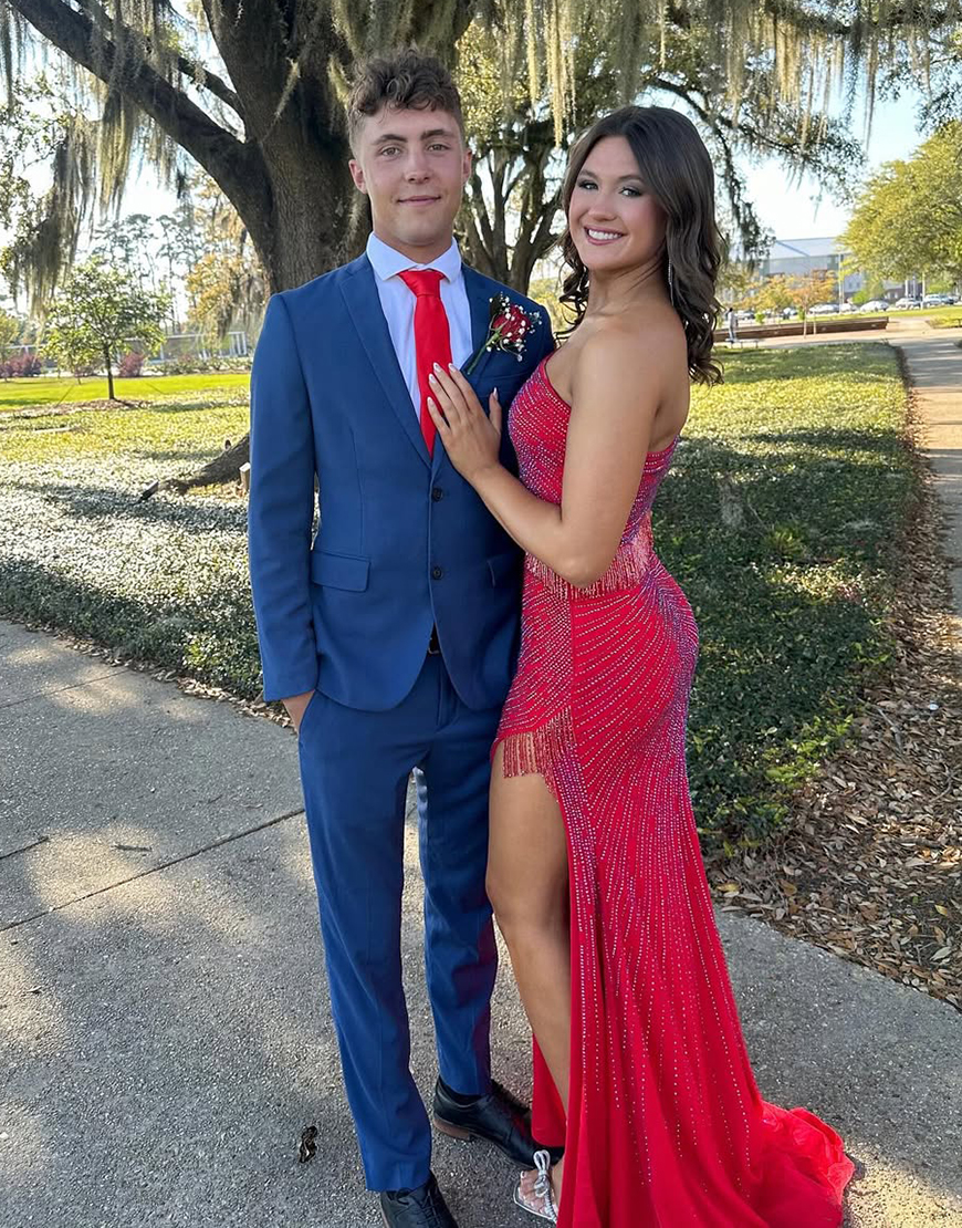 Blue Slim Fit 2 Piece Notched Lapel Men's Prom Homecoming Suits