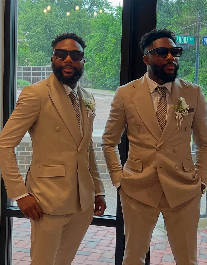 Khaki Slim Fit 2 Piece Notched Lapel Men's Prom Homecoming Suits