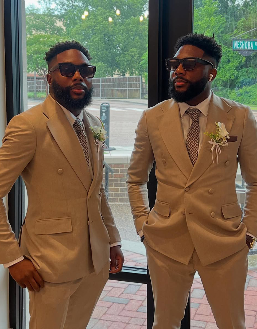 Khaki Slim Fit 2 Piece Notched Lapel Men's Prom Homecoming Suits