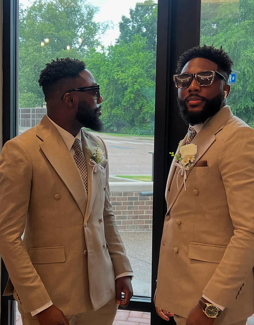 Khaki Slim Fit 2 Piece Notched Lapel Men's Prom Homecoming Suits