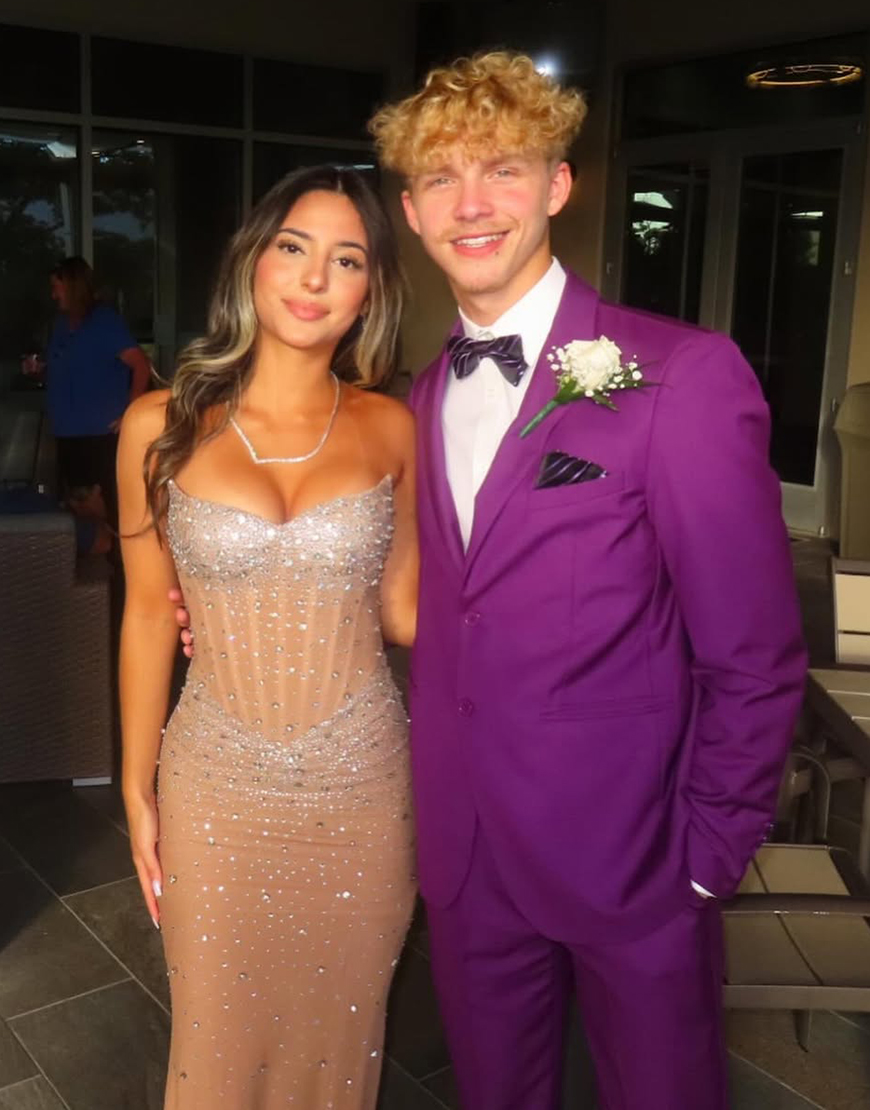 Purple Slim Fit 2 Piece Notched Lapel Men's Prom Homecoming Suits