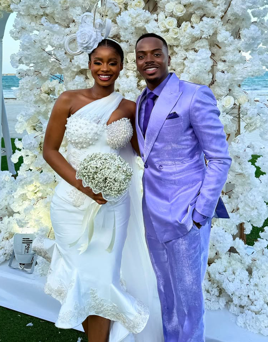 Lilac Double Breasted 2 Piece Peak Lapel Men's Prom Homecoming Suits