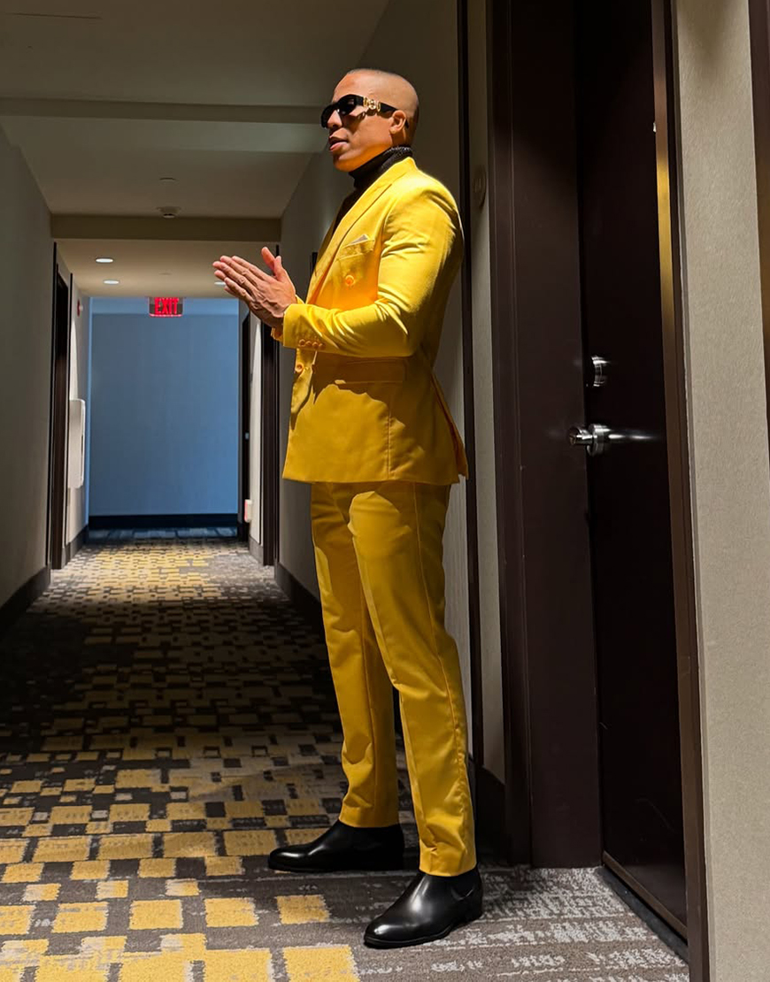 Yellow Double Breasted 2 Piece Notched Lapel Men's Prom Homecoming Suits