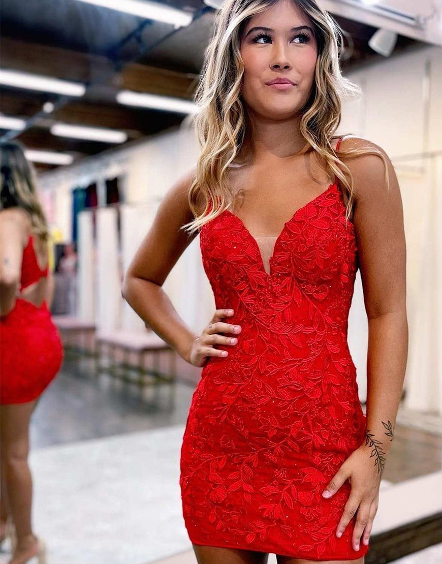 Bodycon Keyhole Back Homecoming Dress With Appliques