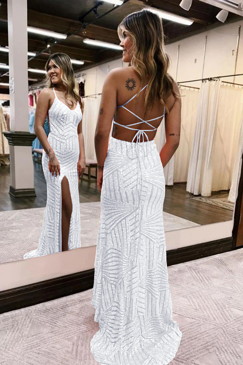 Sparkly Sequin Long Glitter Prom Party Dress With Split