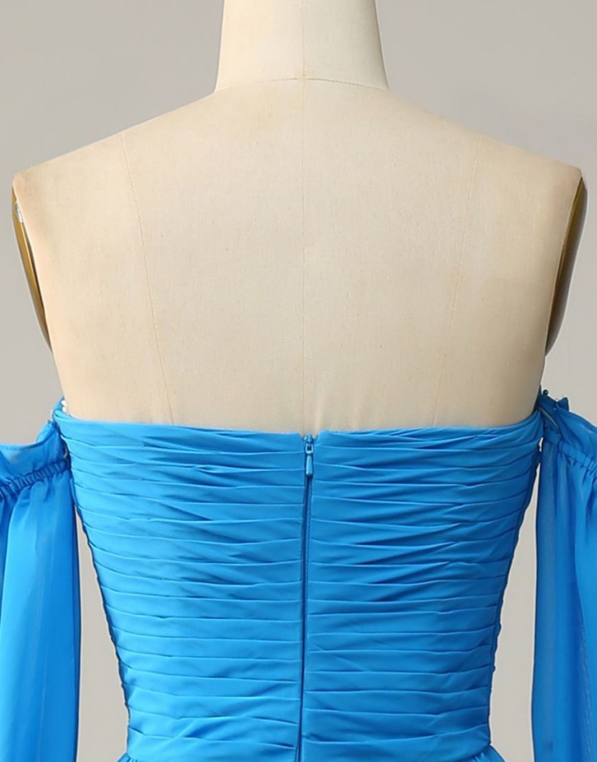 Elegant A-Line Court Train Prom Dress With Detachable Sleeves