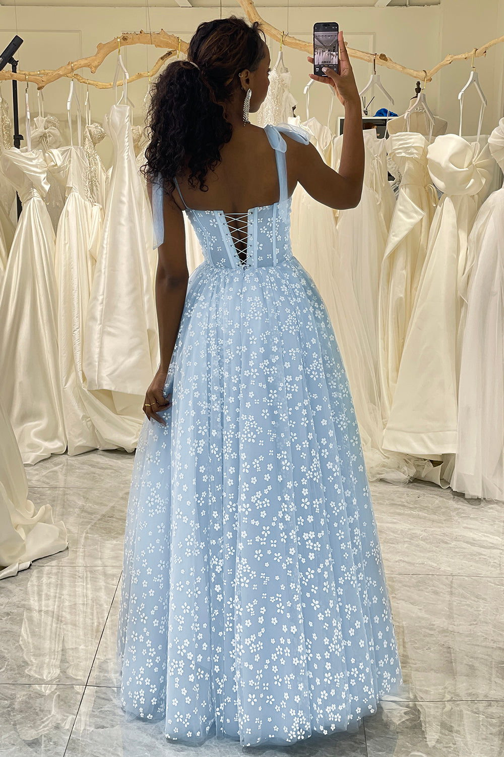 Sexy Light Blue Tight Strapless Long Prom Dresses with Split,BD930592