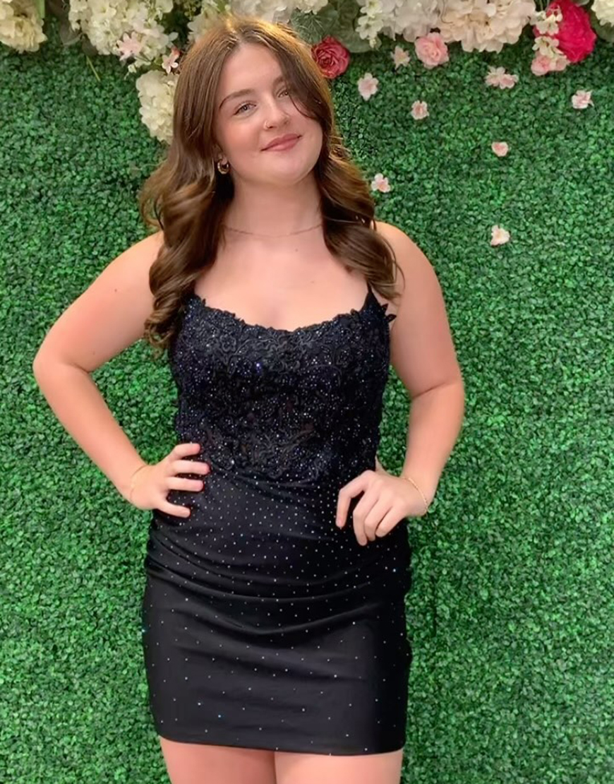 Dark Green Spaghetti Straps Cross Back Short Homecoming Dress