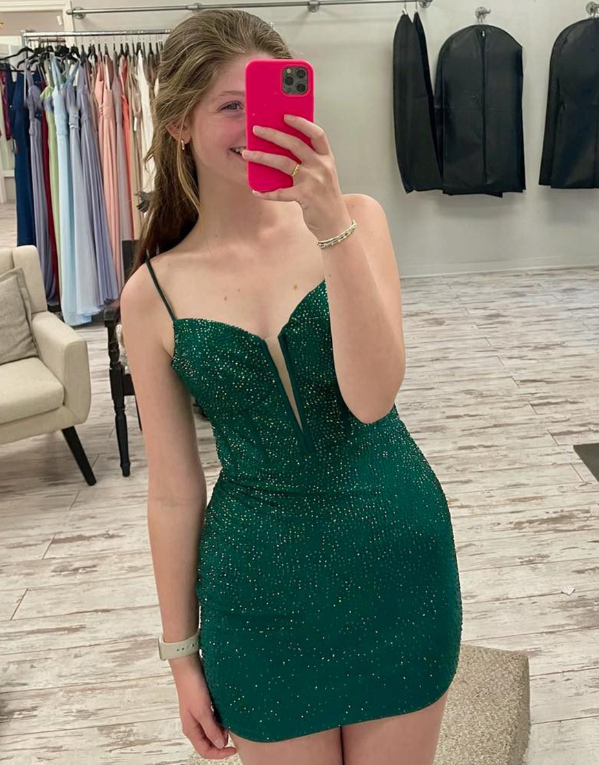 Sparkly Fuchsia Short Tight Homecoming Party Dress