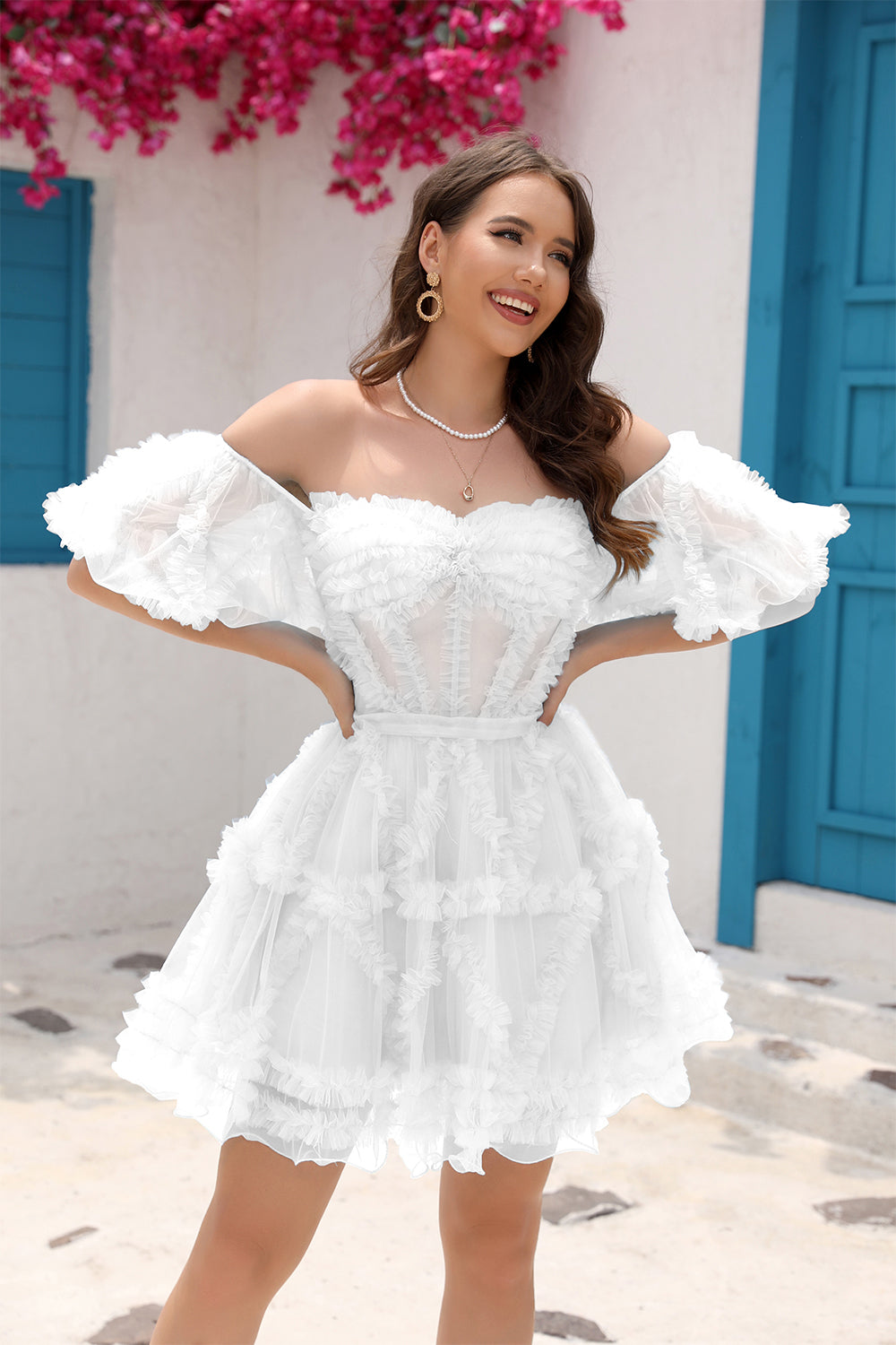 Cute Off The Shoulder A-Line Short Tulle Party Dress