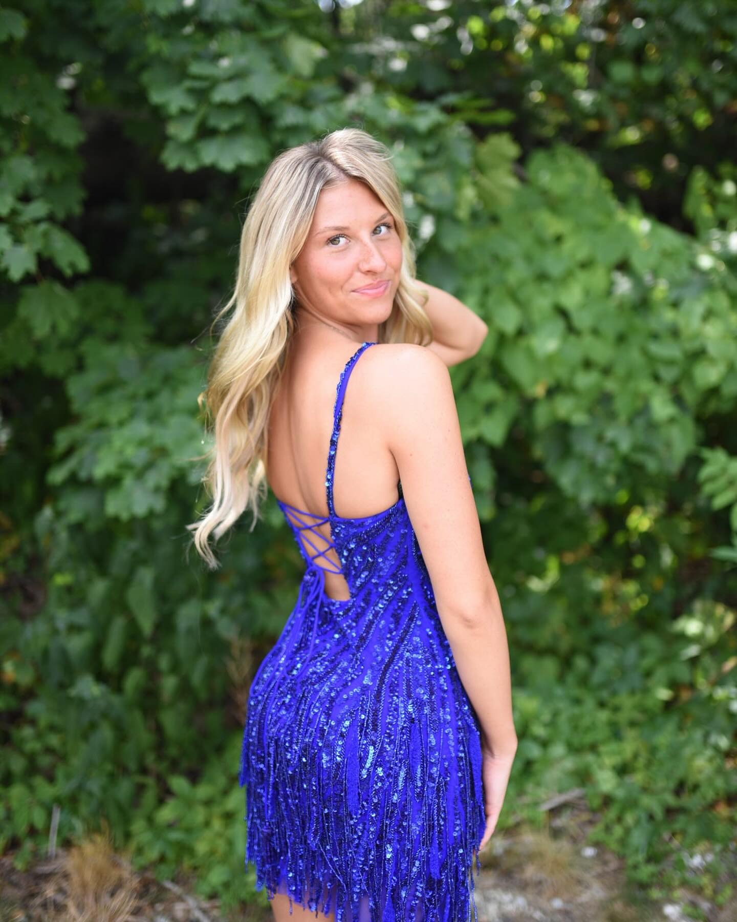 Gorgeous Spaghetti Straps Lace Up Sequin Homecoming Dress With Fringe