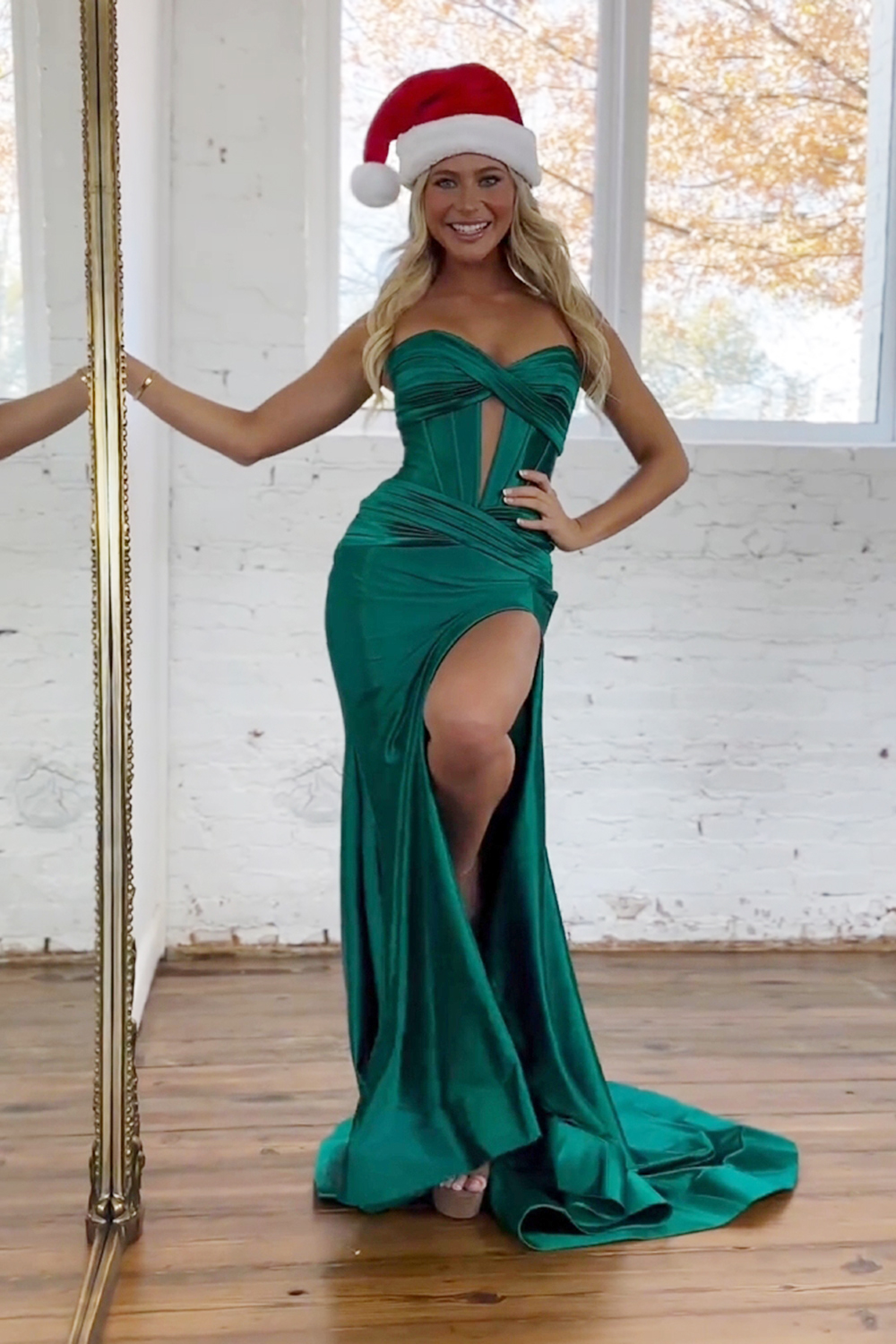 Newly Mermaid Sweetheart Long Corset Satin Prom Dress With Split